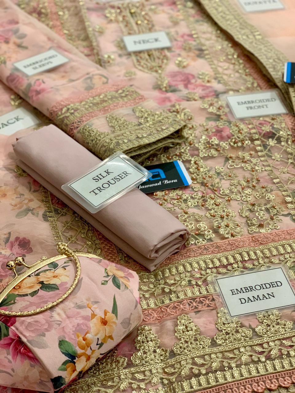 Brand Tawakkal Semi Stitched Festive Collection (With Clutch)