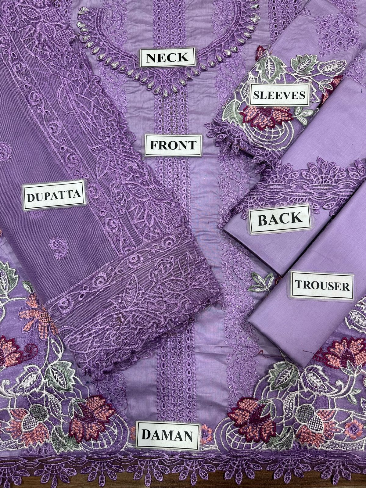 Brand Imrozia Unstitch Replica Chicken Kari Lawn Cotton Suit With Khaddi Net Dupatta