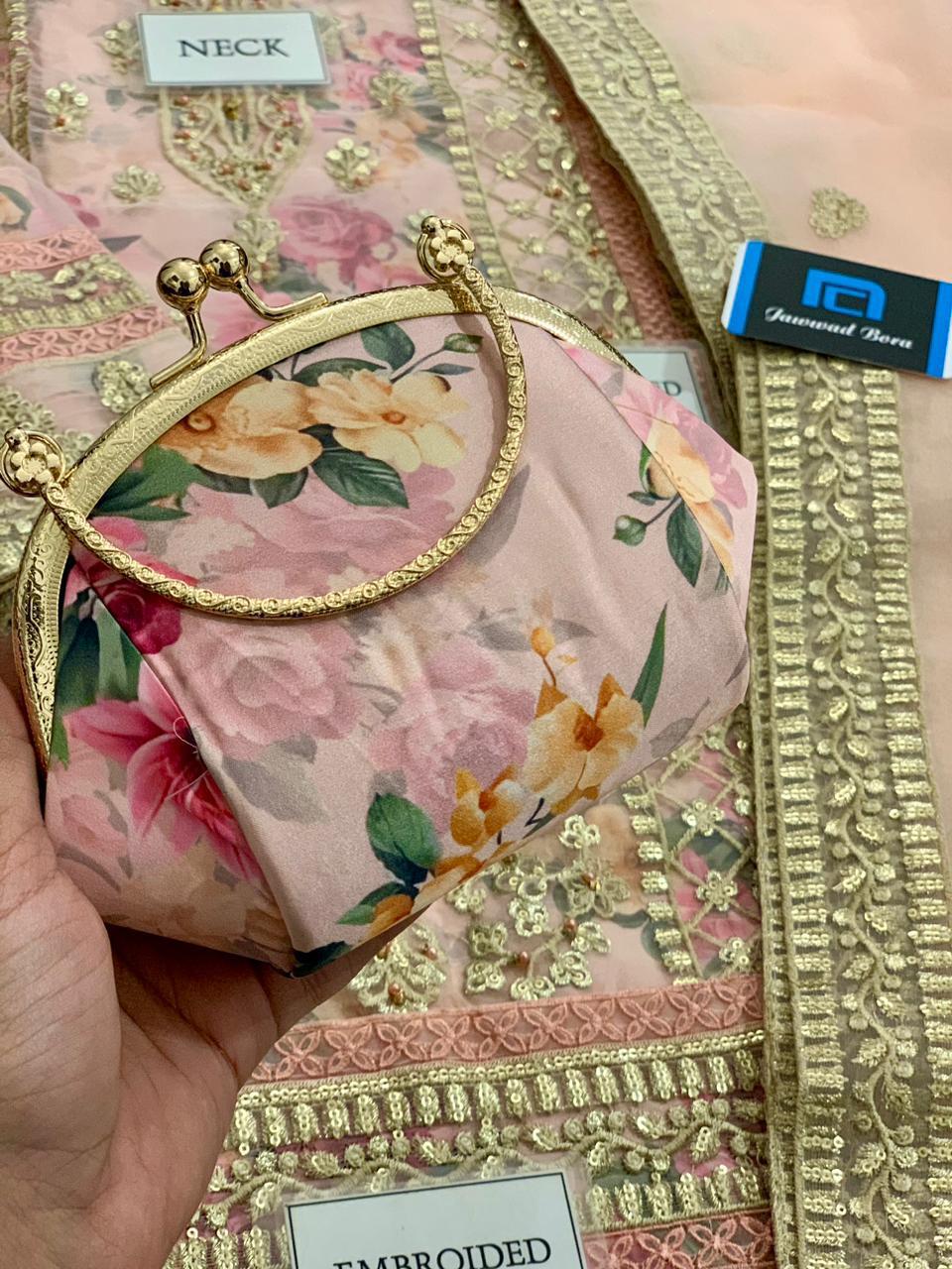 Brand Tawakkal Semi Stitched Festive Collection (With Clutch)