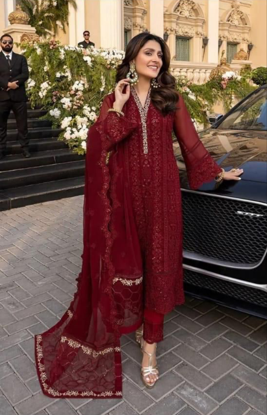 Brand Azure Embroidered  3 Piece Chiffon Suit Unstitch Replica Summer Collection
