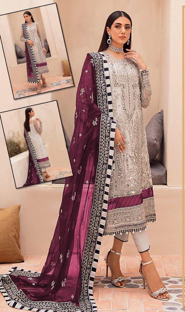 Brand Gulaal Wedding Collection Unstitch Organza Suit With Malai trouser